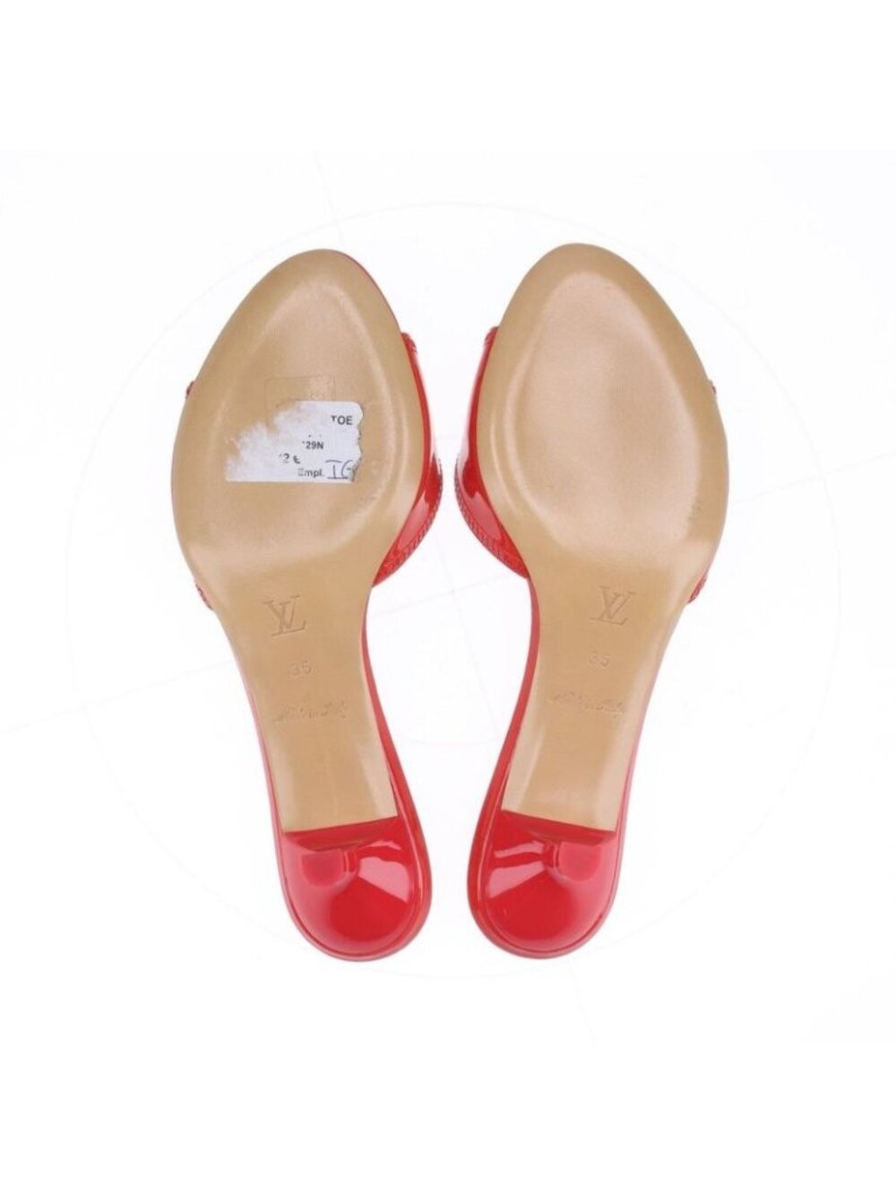 Louis Vuitton 08 Butterfly V Mark Patent Leather Mules 35 Bl0048 Red - Picture 8 of 15